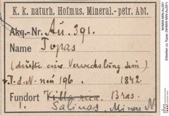 Etiketten zu Topas (NHMW-MIN-Au391)